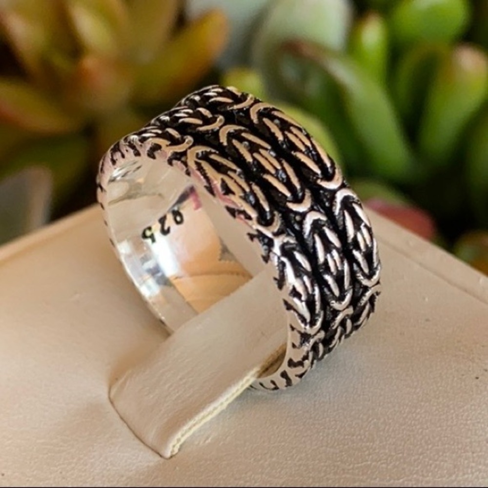 NEW 925 STERLING SILVER FANCY WEDDING BAND RING